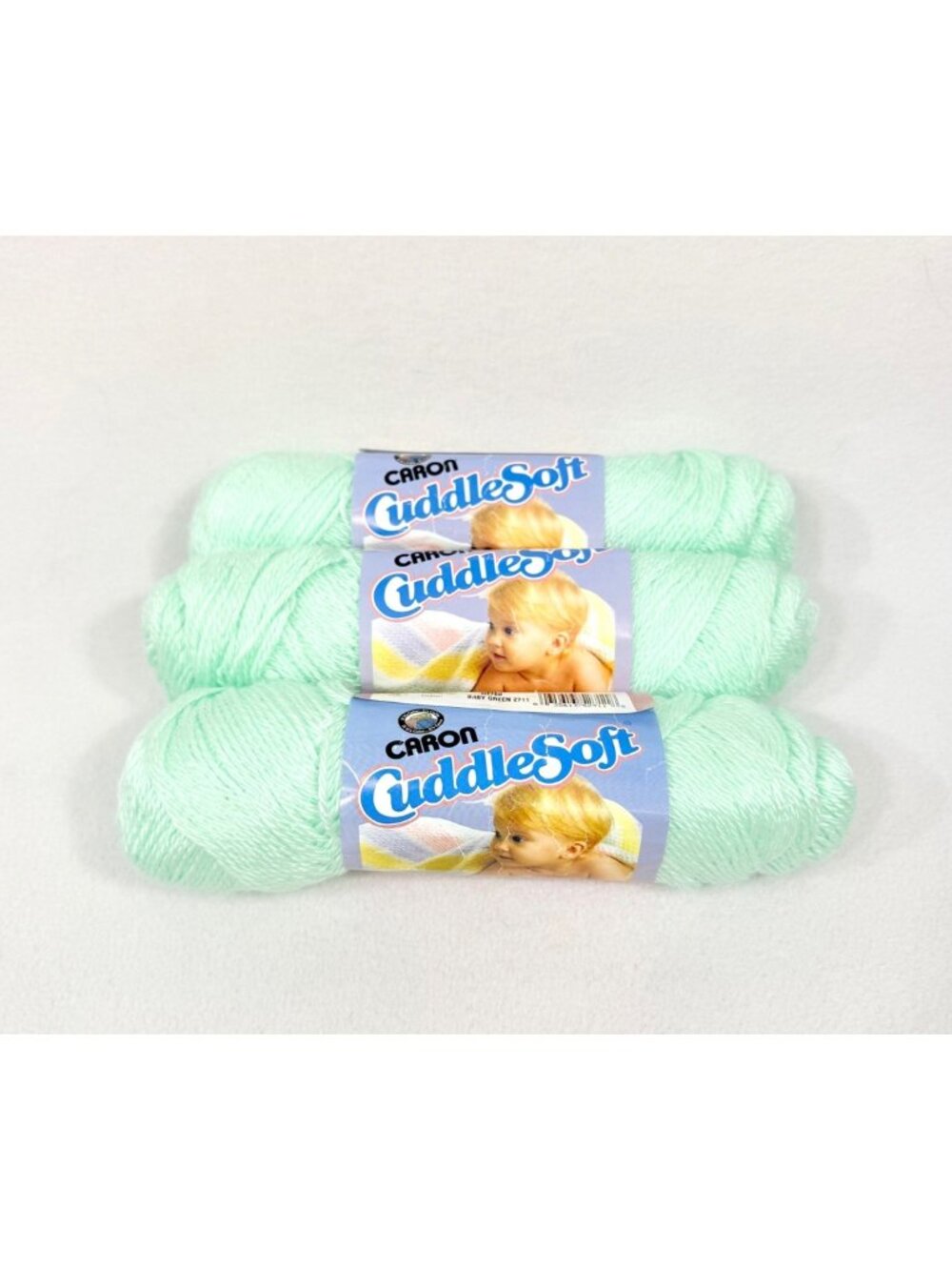 Caron Cuddle Soft Yarn Baby Green 2711 No Dye Lot 3 Ply Acrylic - 3 New Skeins